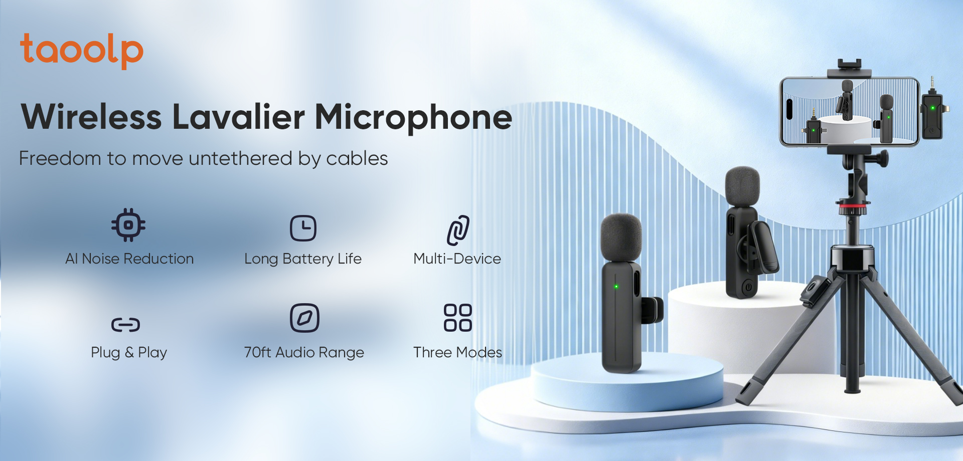 Freedom to move untethered by cables--Taoolp wireless microphone